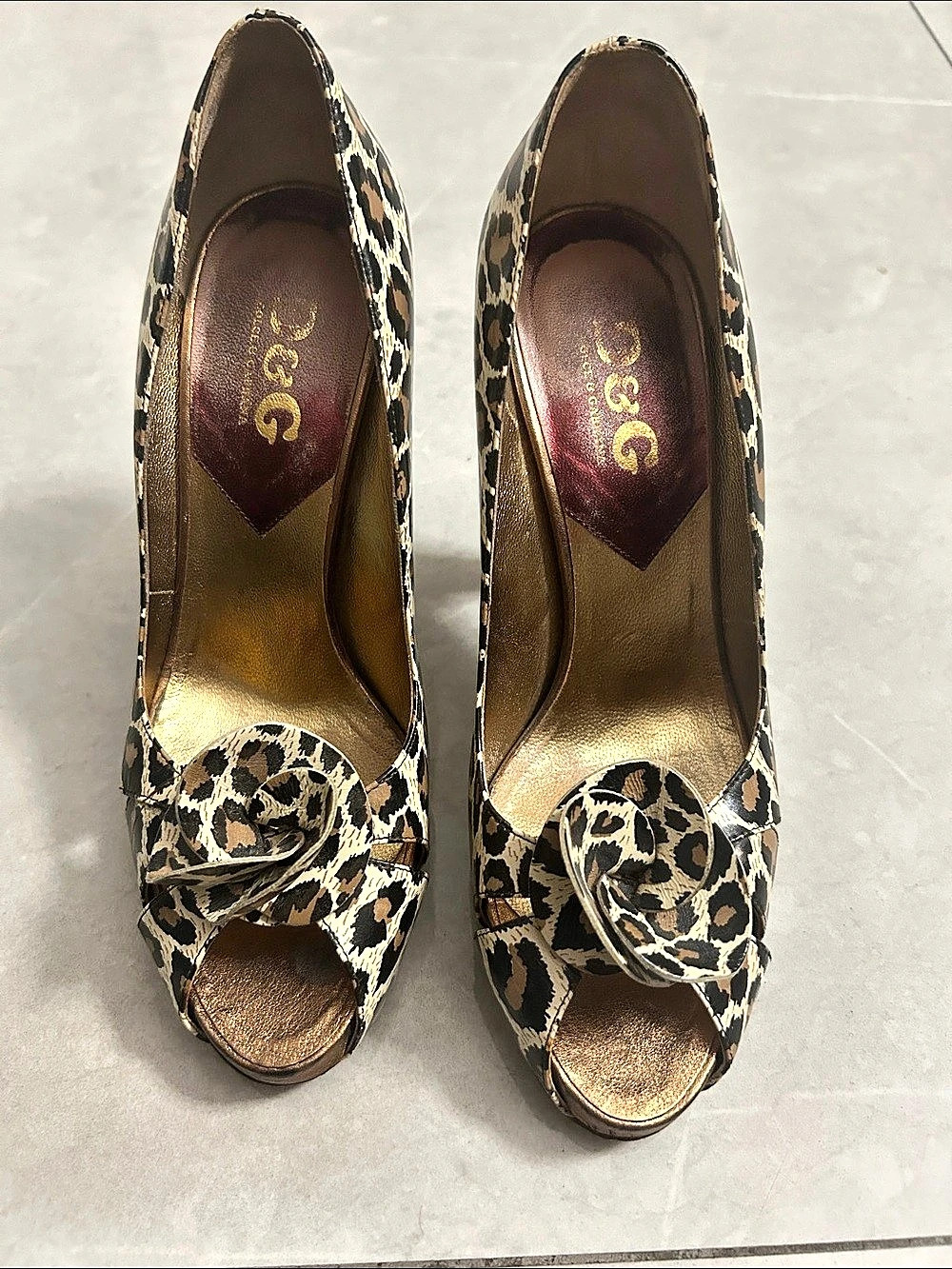 Dolce & Gabbana Women's Leopard Peep Toe Heels Euro 39 1/2 US 9 1/2